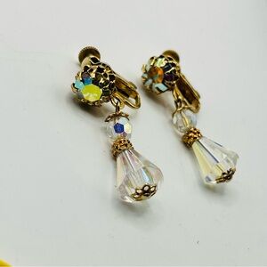 Vintage VENDOME AB Crystal Beaded Dangle Earrings Signed